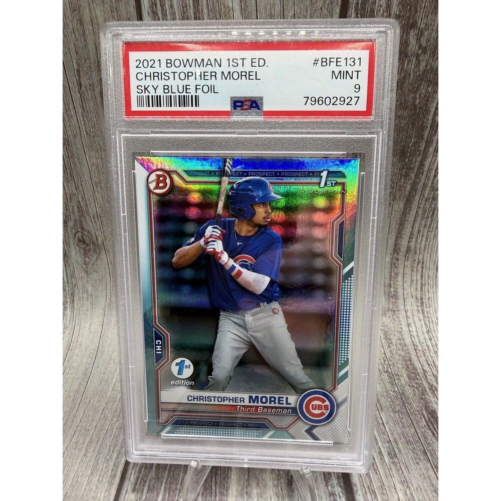 2021 Bowman 1st Edition - Christopher Morel #BFE-131 Sky Blue Foil (RC) PSA 9